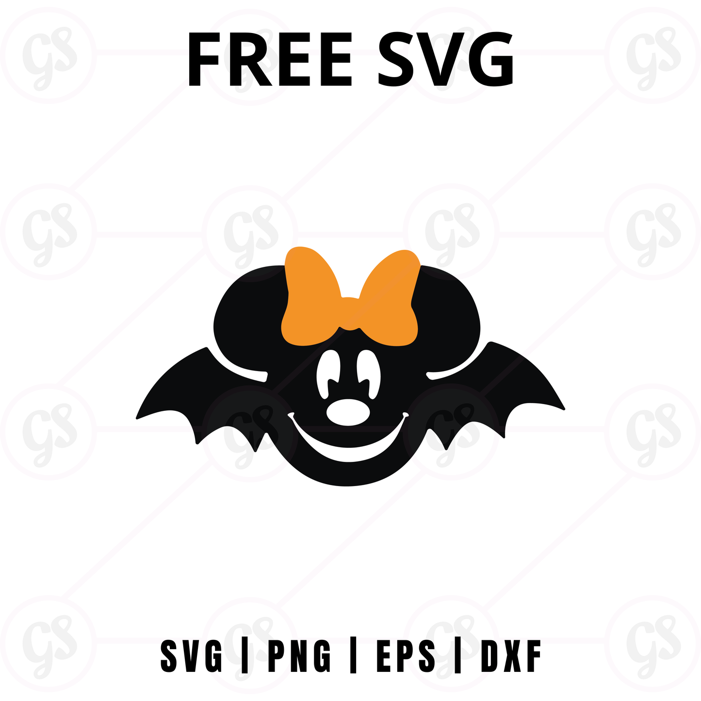 Halloween Bat Ears Mouse SVG Free | Flying Bat Minnie Design for Cricut & Silhouette