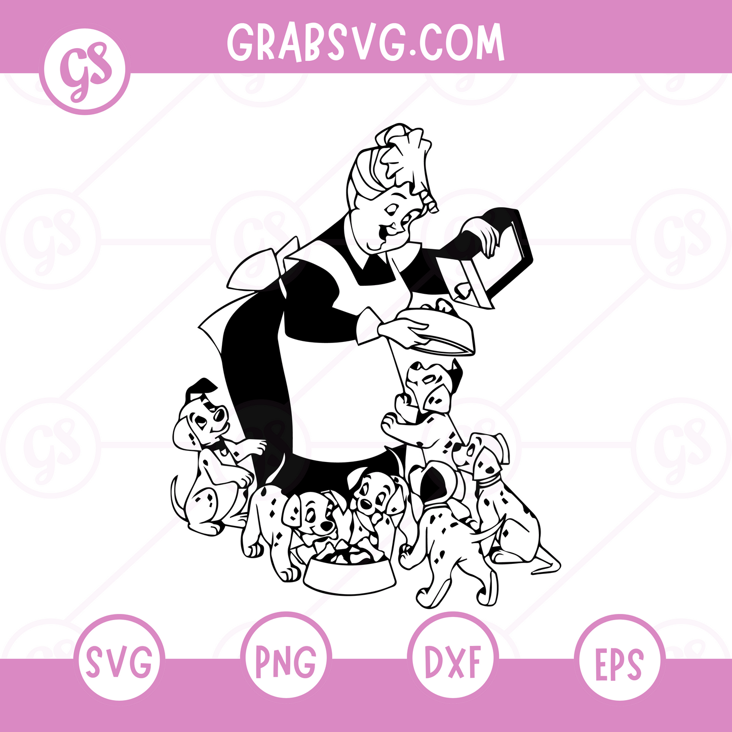 101 Dalmatians SVG Free | Cruella de Vil with Puppies Scene for Cricut & Silhouette
