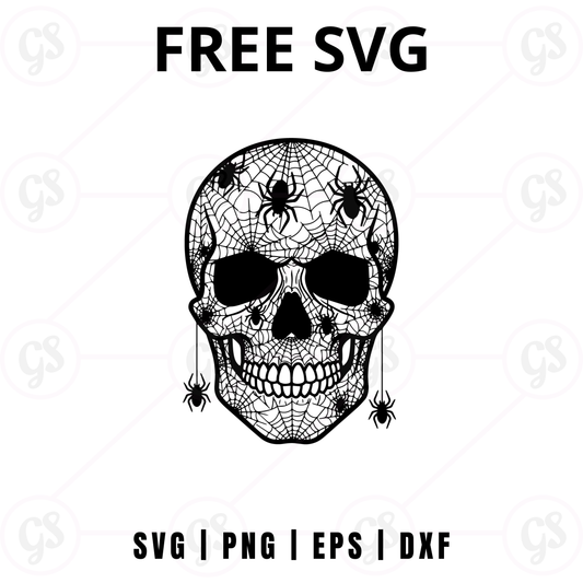 Spooky Skull SVG Free | Spider Web Skull Design for Cricut & Silhouette