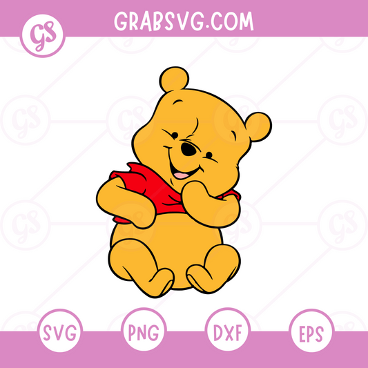 Winnie the Pooh SVG Free | Laughing Pooh Holding Belly SVG Bundle for Small Business