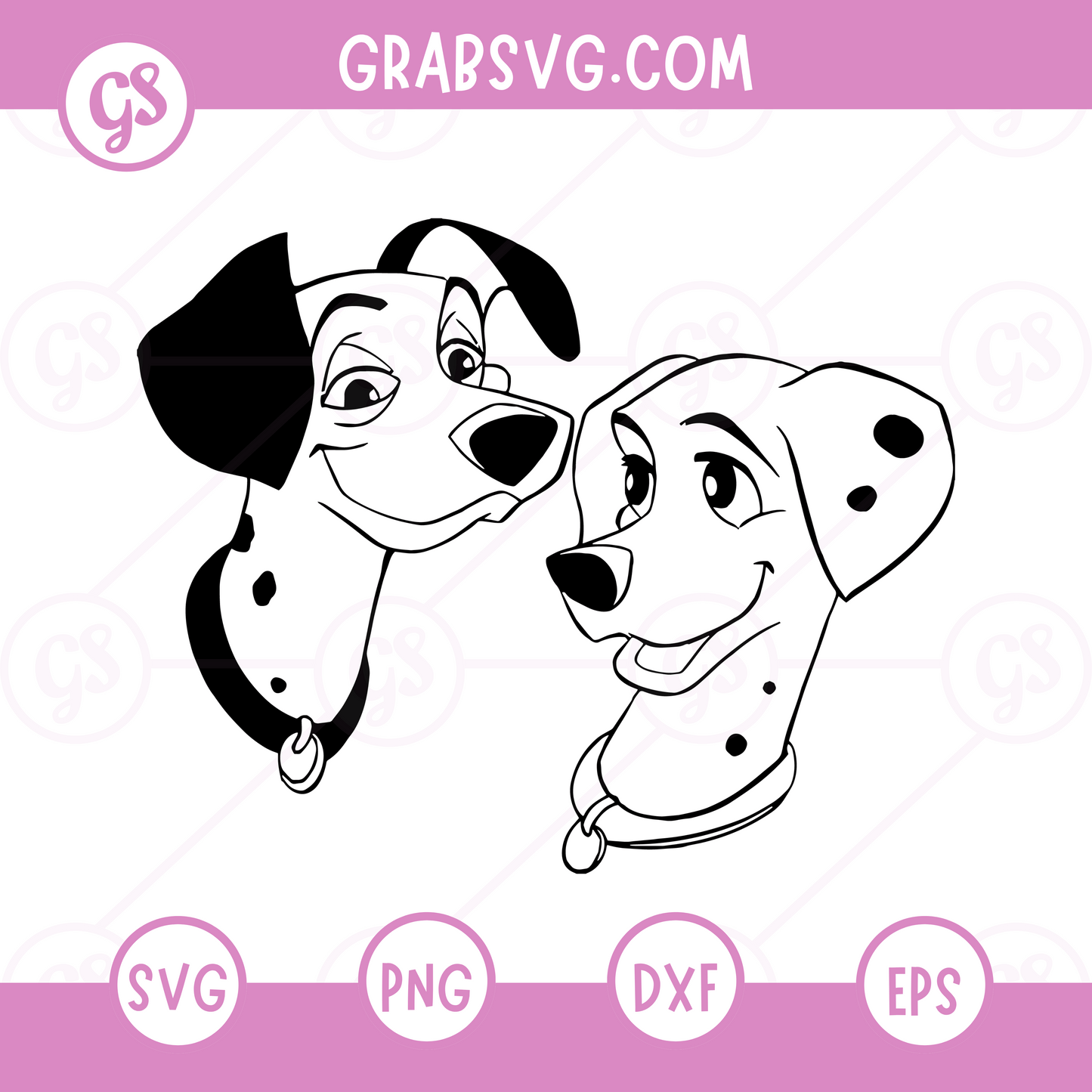101 Dalmatians SVG Free | Loving Puppy Pair Close-Up Portrait for Cricut & Silhouette