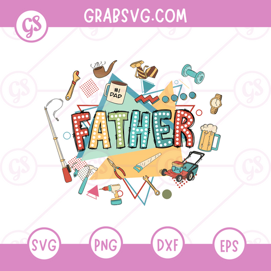 Retro Father Tools SVG Free | Colorful DIY Dad Design for Cricut & Silhouette