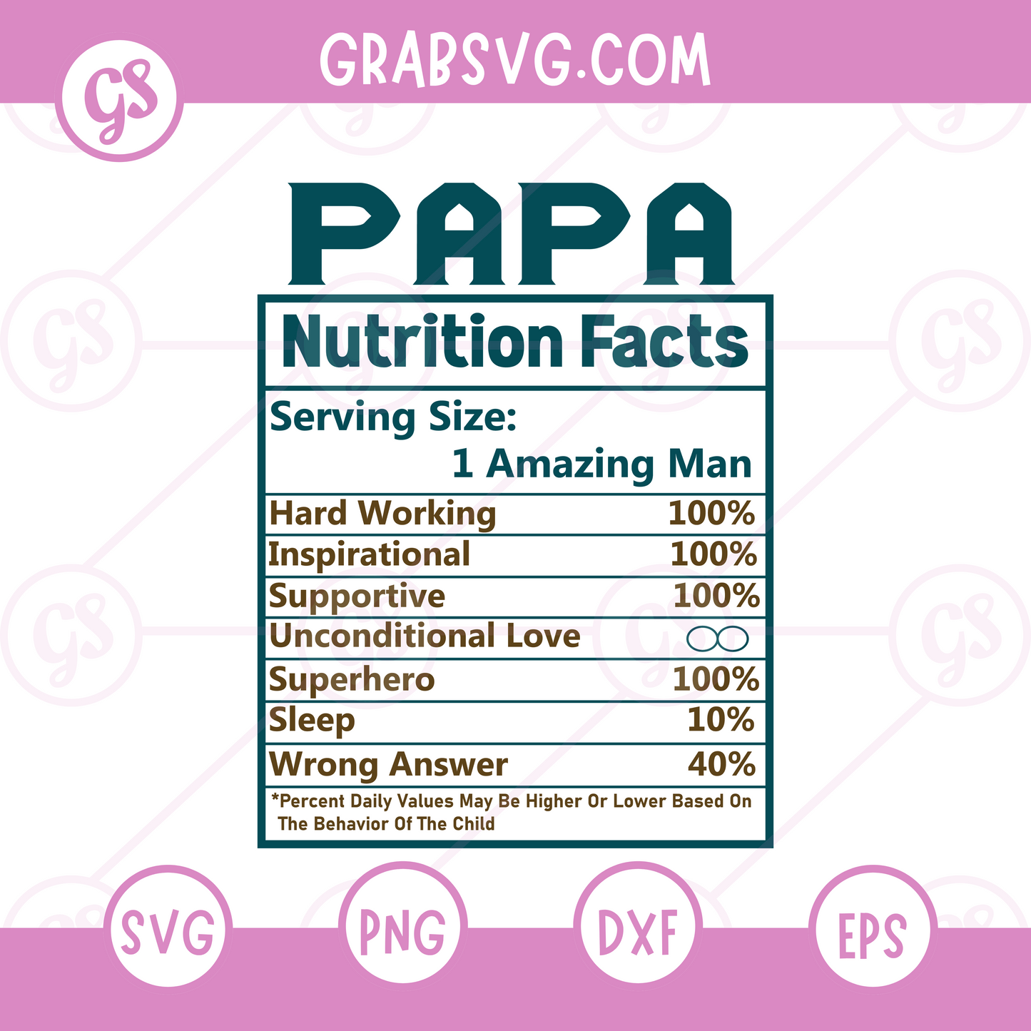 Papa Nutrition Facts SVG Free | Funny Dad Label Graphic for Cricut & Silhouette