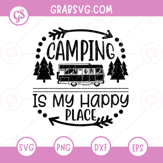 Camping is my happy place Free SVG Files & PNG