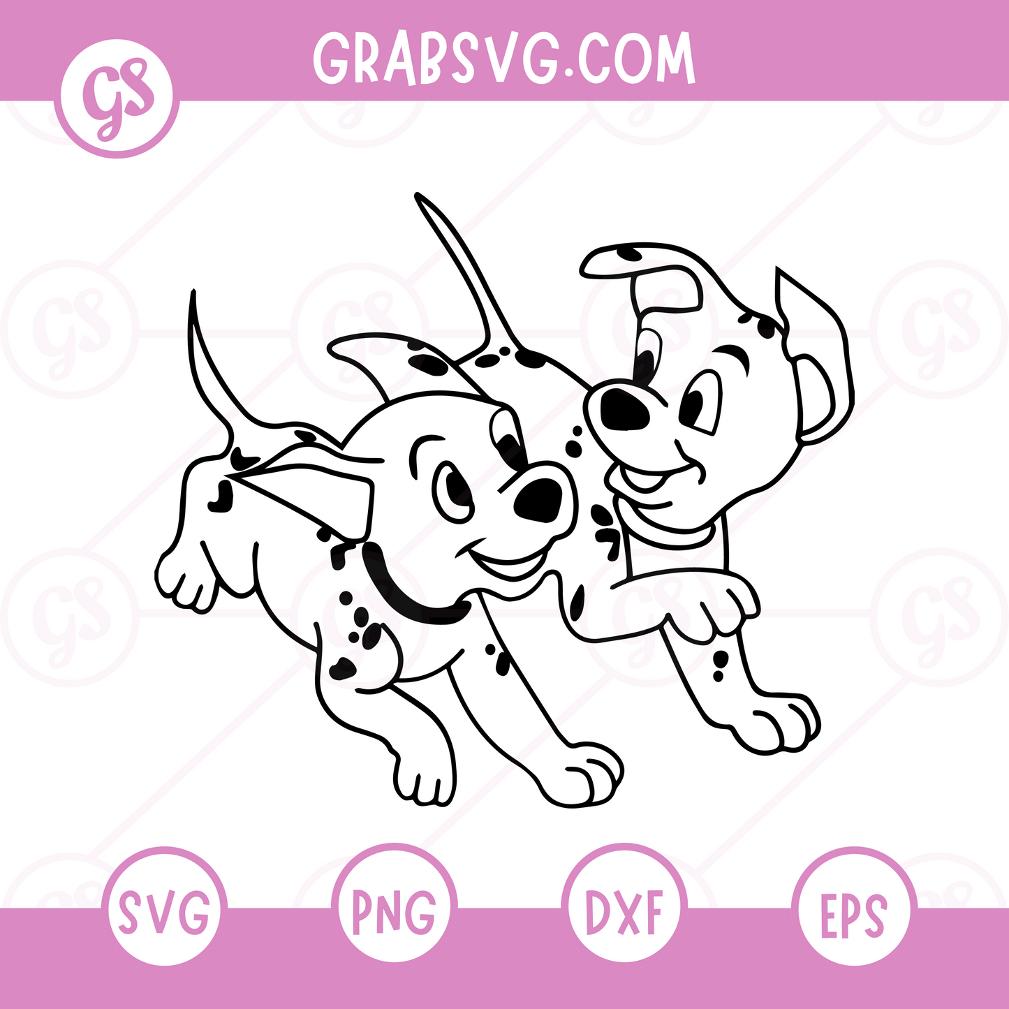 101 Dalmatians SVG Free | Playful Dalmatian Puppies Running Together for Cricut & Silhouette