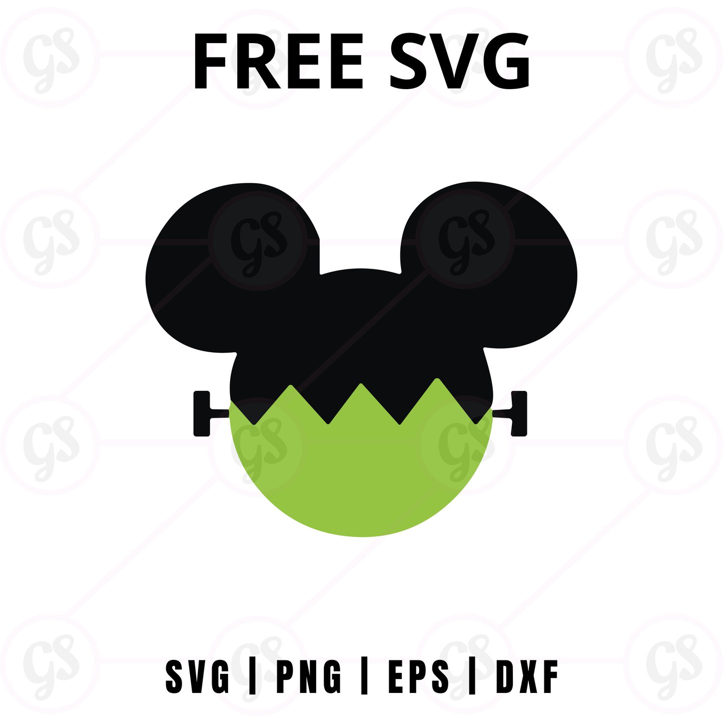 Halloween Frankenstein Mouse SVG Free | Green Monster Ears Design for Cricut & Silhouette