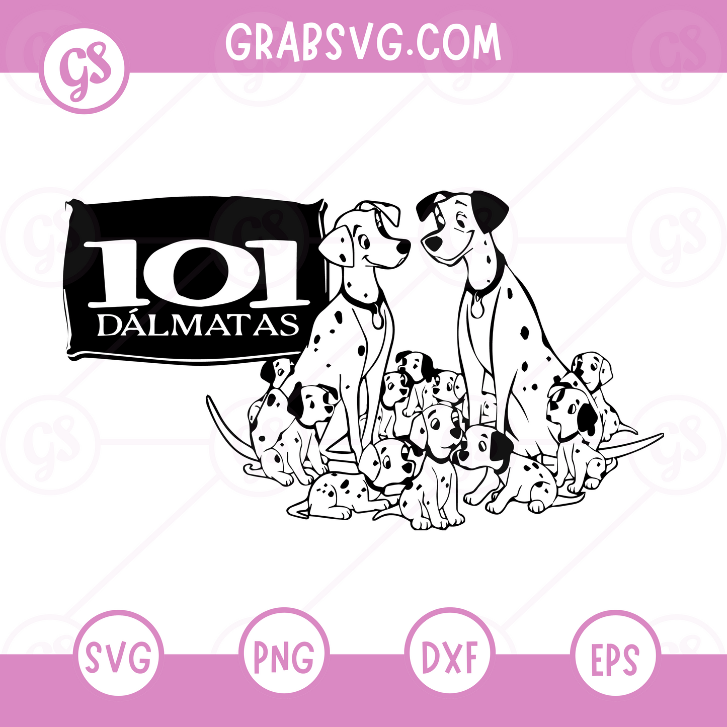 101 Dalmatians SVG Free | Classic Family Group of Dalmatians for Cricut & Silhouette