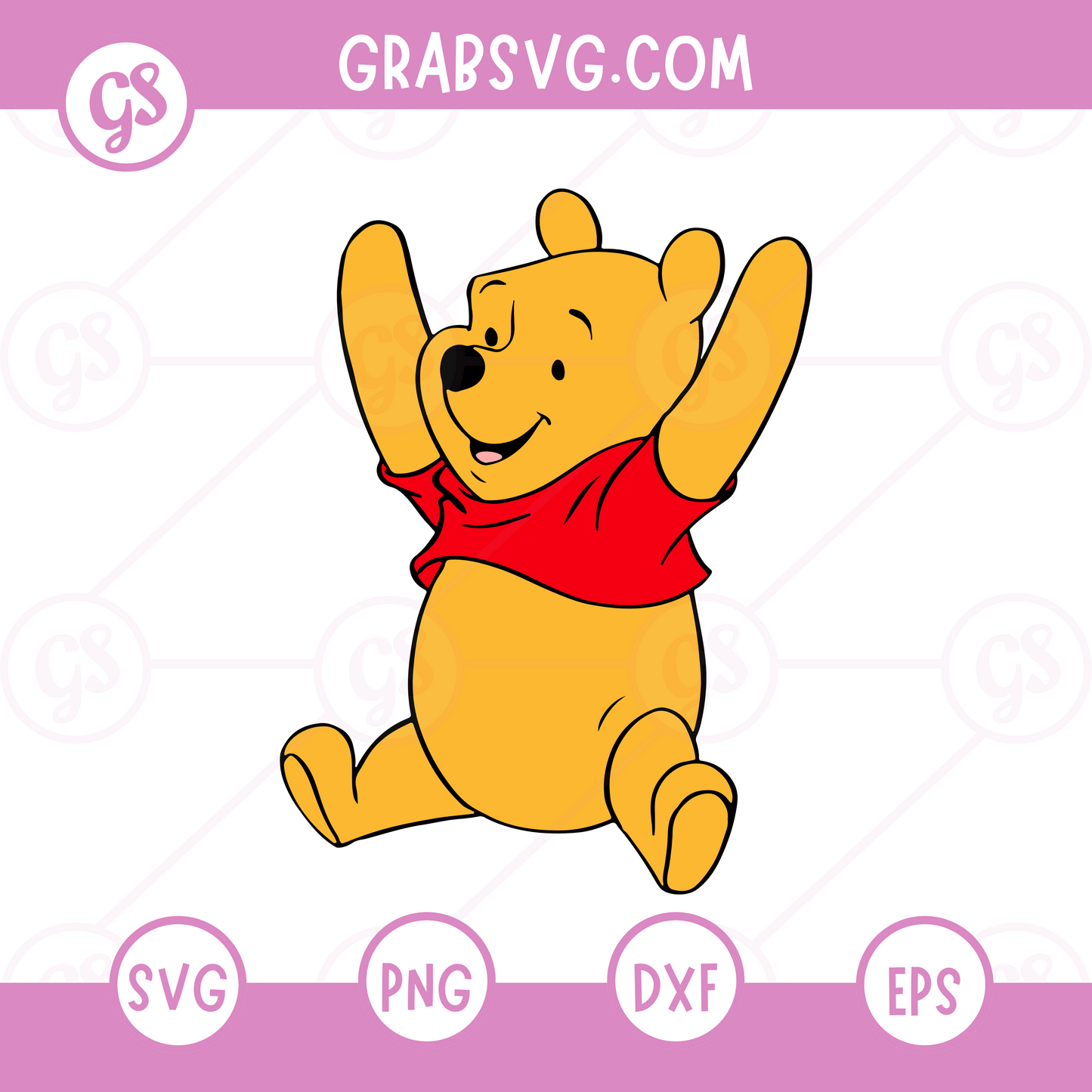 Winnie the Pooh SVG Free | Happy Pooh with Raised Arms SVG for Commercial Use