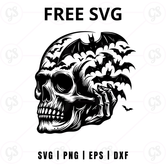 Flaming Skull SVG Free | Skull with Smoke and Fire Details for Cricut & Silhouette
