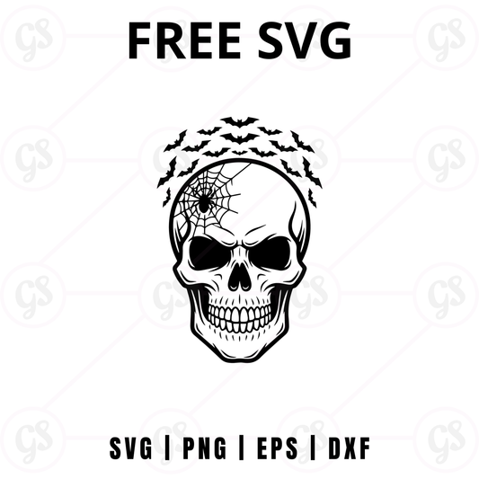 Web Crown Skull SVG Free | Minimal Skull with Spider Web Accent for Cricut & Silhouette