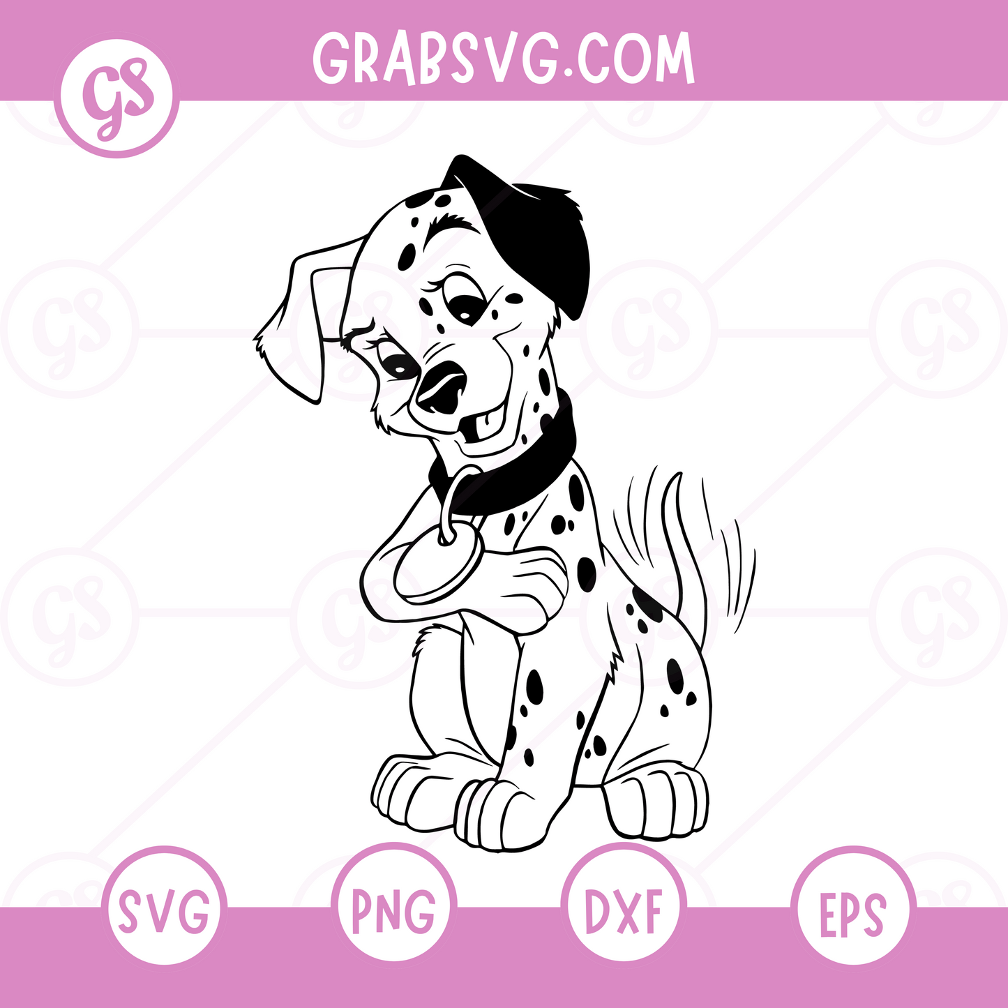 101 Dalmatians SVG Free | Adorable Puppy Sitting with Head Tilt for Cricut & Silhouette