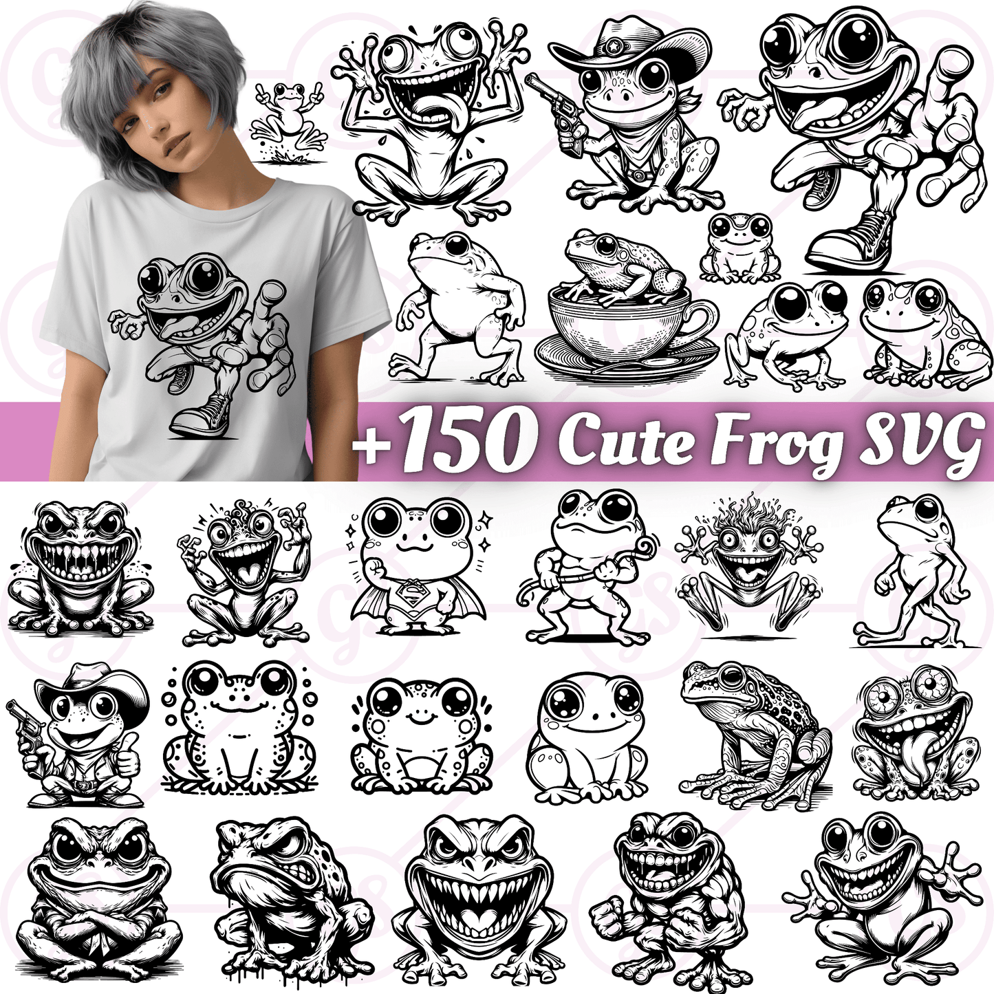 150+ Cute Frog SVG & PNG Bundle – Kawaii Frog Clipart for Cricut, Sublimation & Crafts