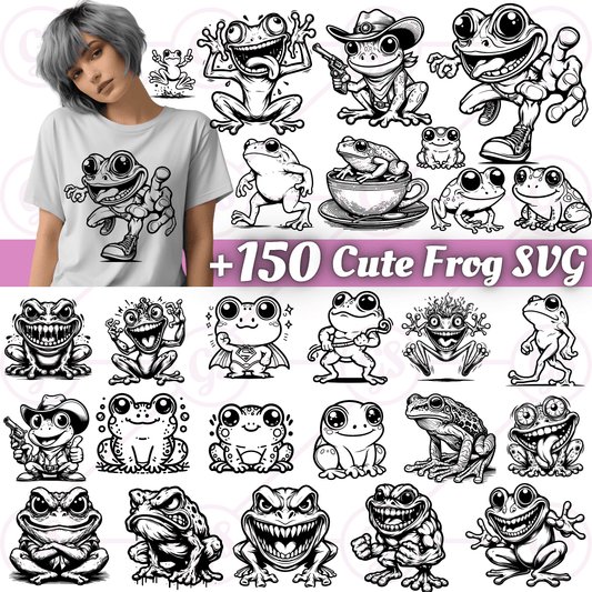 150+ Cute Frog SVG & PNG Bundle – Kawaii Frog Clipart for Cricut, Sublimation & Crafts