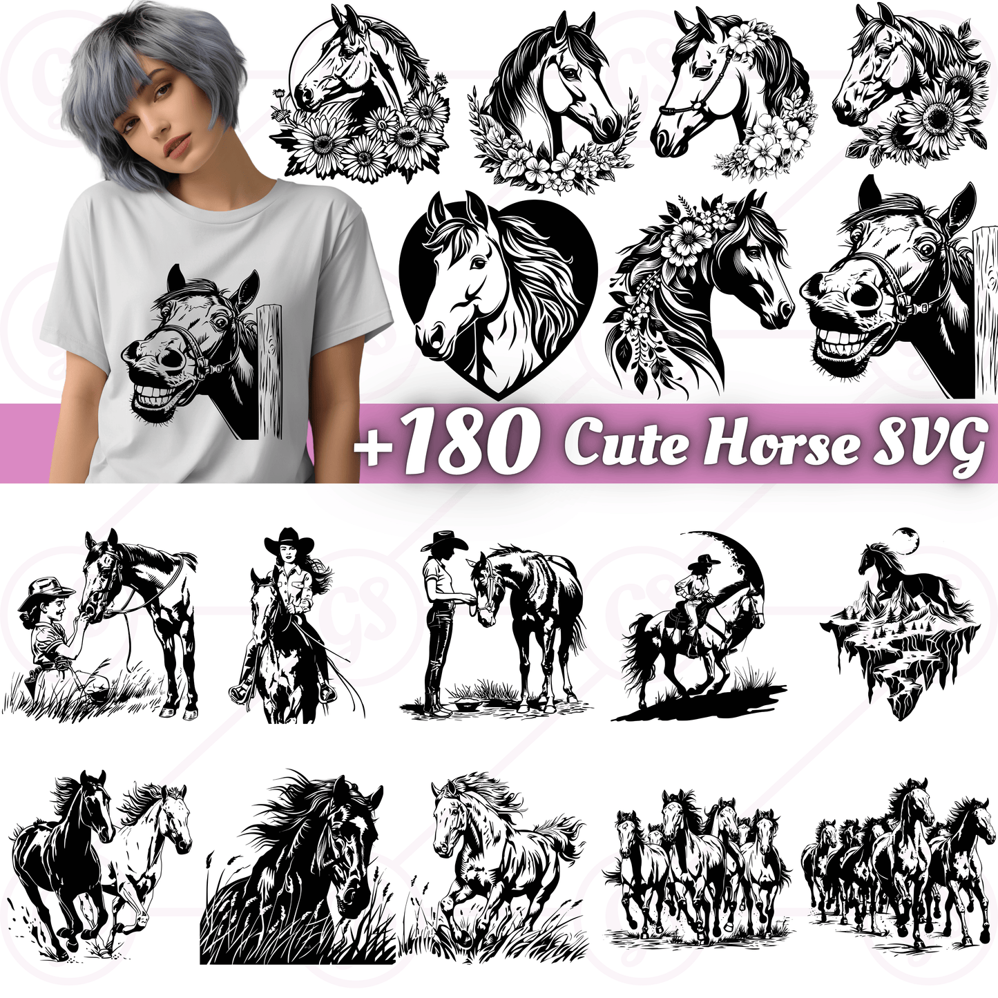180+ Horse SVG Bundle Designs for Cricut, Silhouette & Sublimation