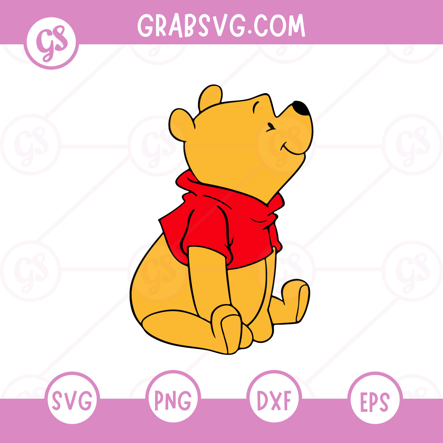 Winnie the Pooh SVG Free | Thoughtful Sitting Pooh Bear SVG for Small Business Use