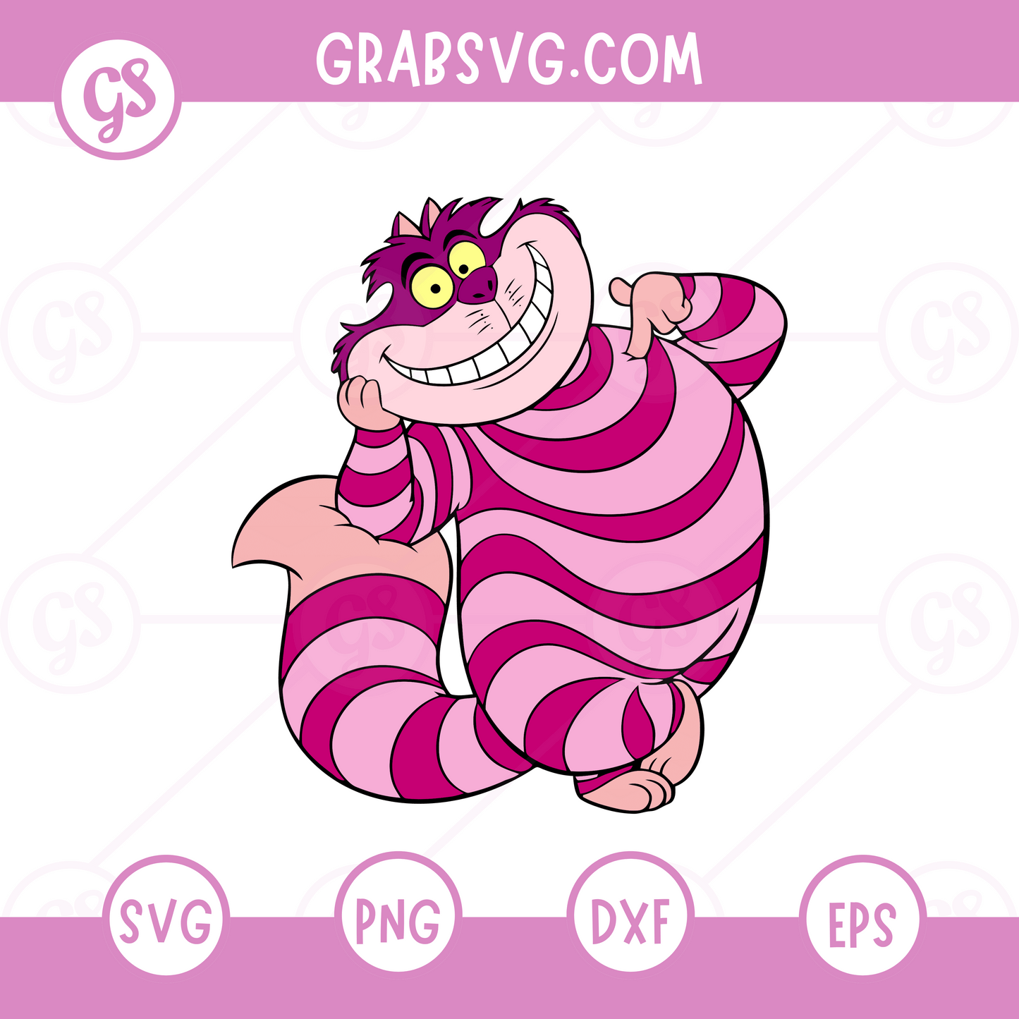 Cheshire Cat Sitting SVG Free | Cute Wonderland Cat Illustration for Cricut & Silhouette