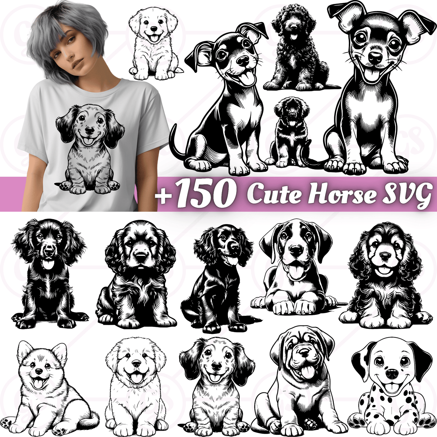 150+ Cute Puppies SVG Bundle for Cricut & Silhouette