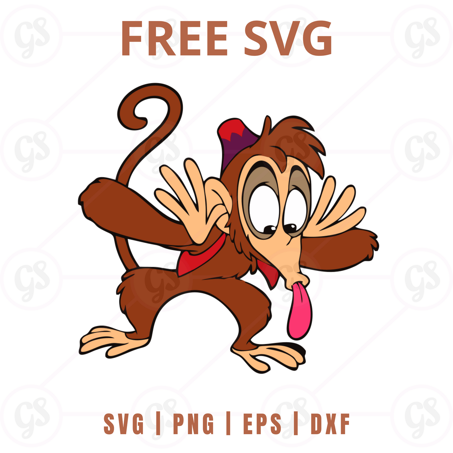 Abu SVG Free | Funny Monkey Surprised with Hands Up for Cricut & Silhouette
