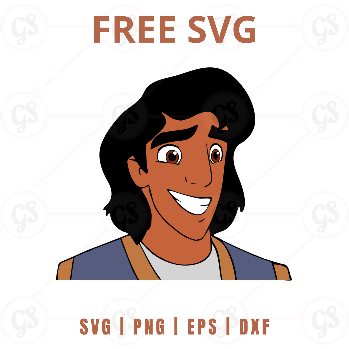 Aladdin SVG Free | Smiling Cartoon Character Face for Cricut & Silhouette