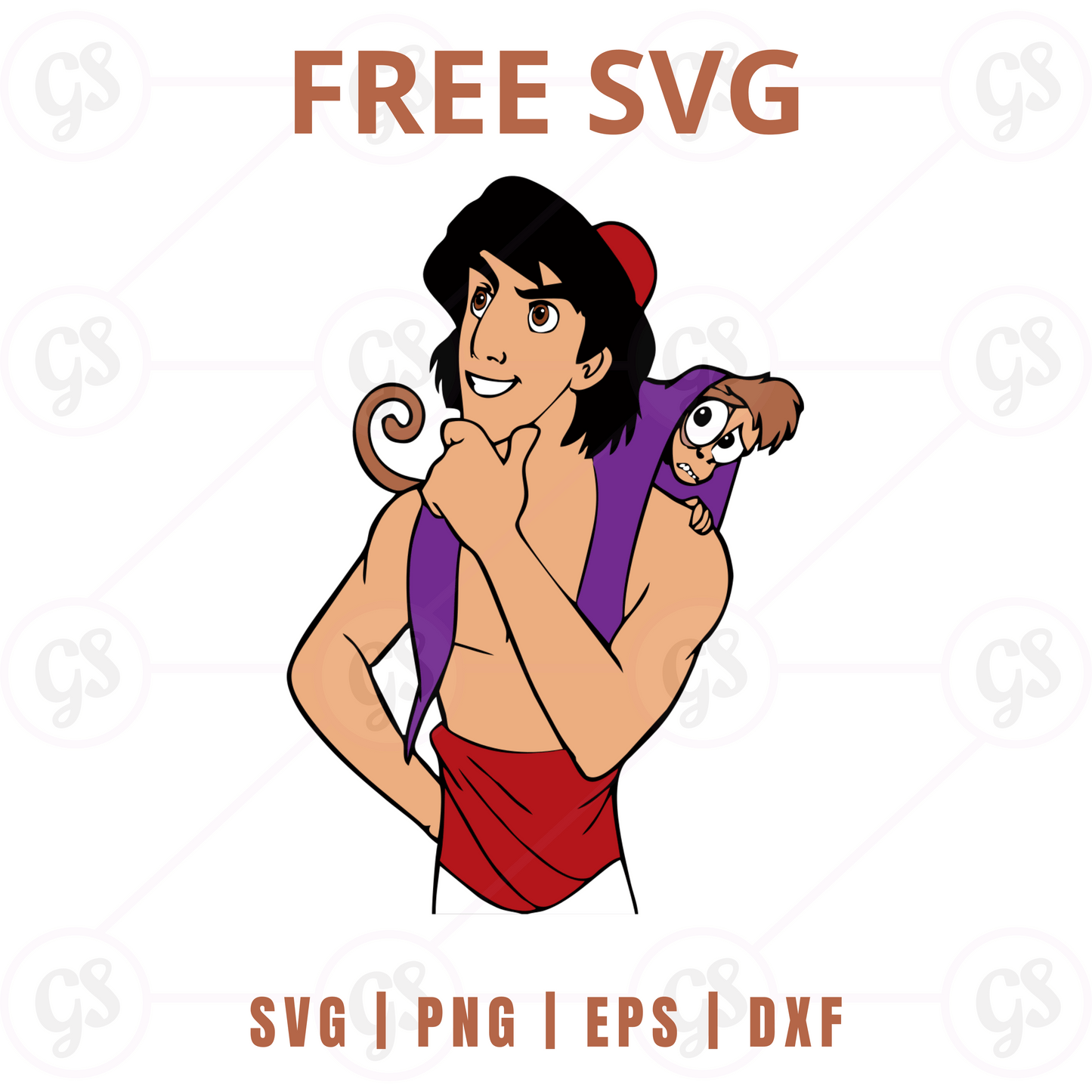 Aladdin and Abu SVG Free | Playful Companion Duo Pose for Cricut & Silhouette