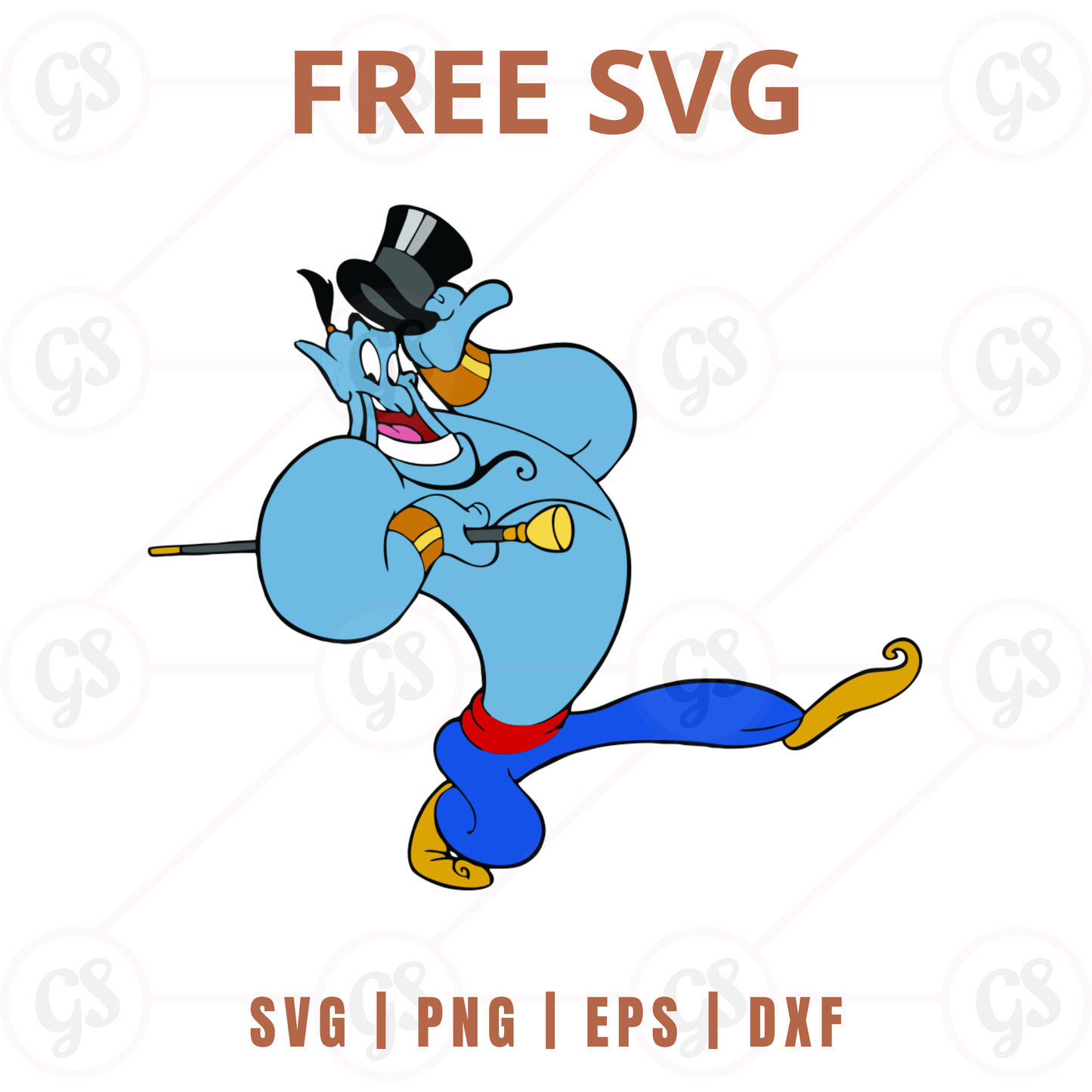 Genie SVG Free | Fancy Top Hat and Cane Performance Pose for Cricut & Silhouette