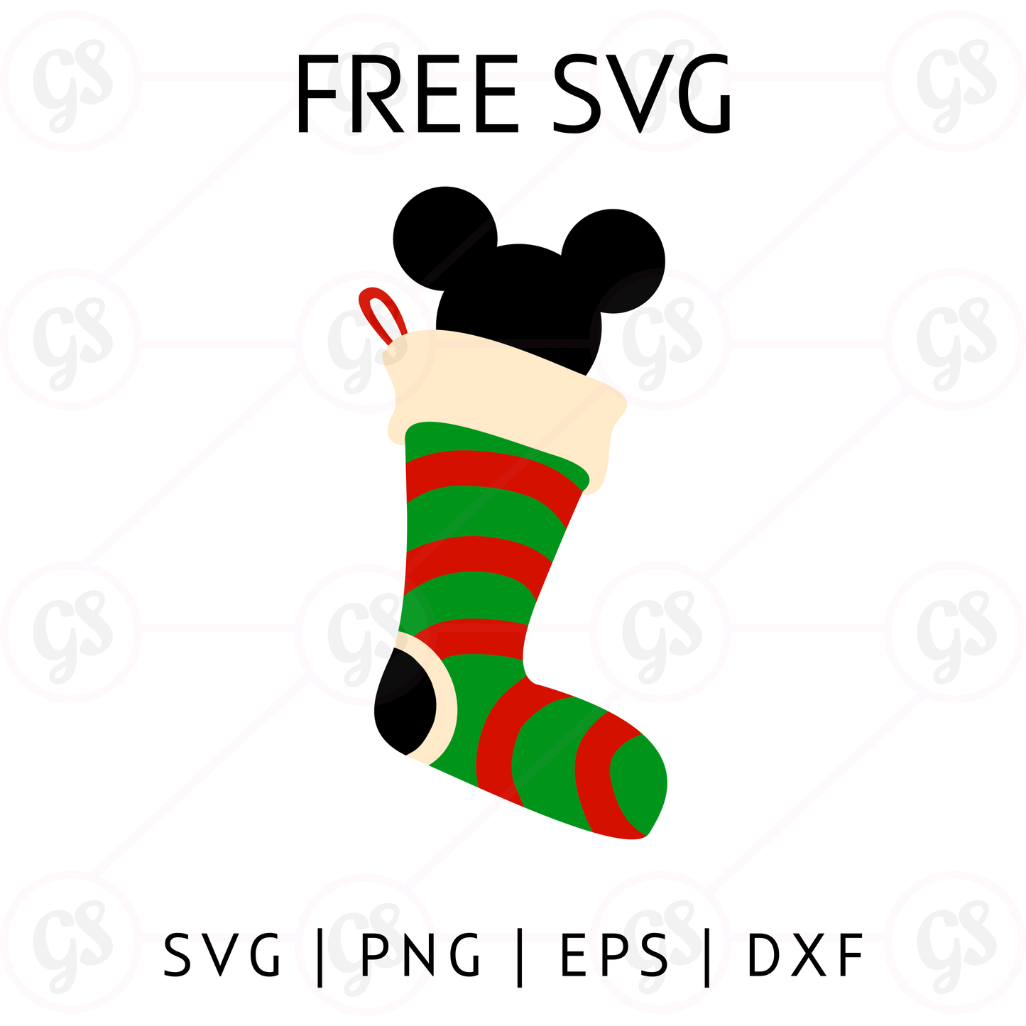 Mickey Green Stocking SVG Free | Disney Christmas Sock Cut File