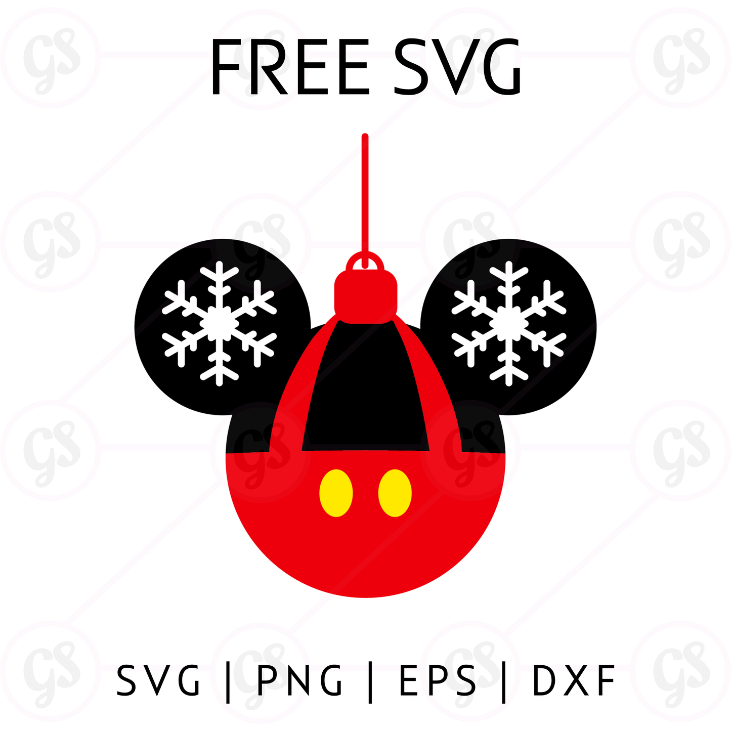 Mickey Ornament SVG Free | Cute Disney Christmas Ball for Cricut & Silhouette