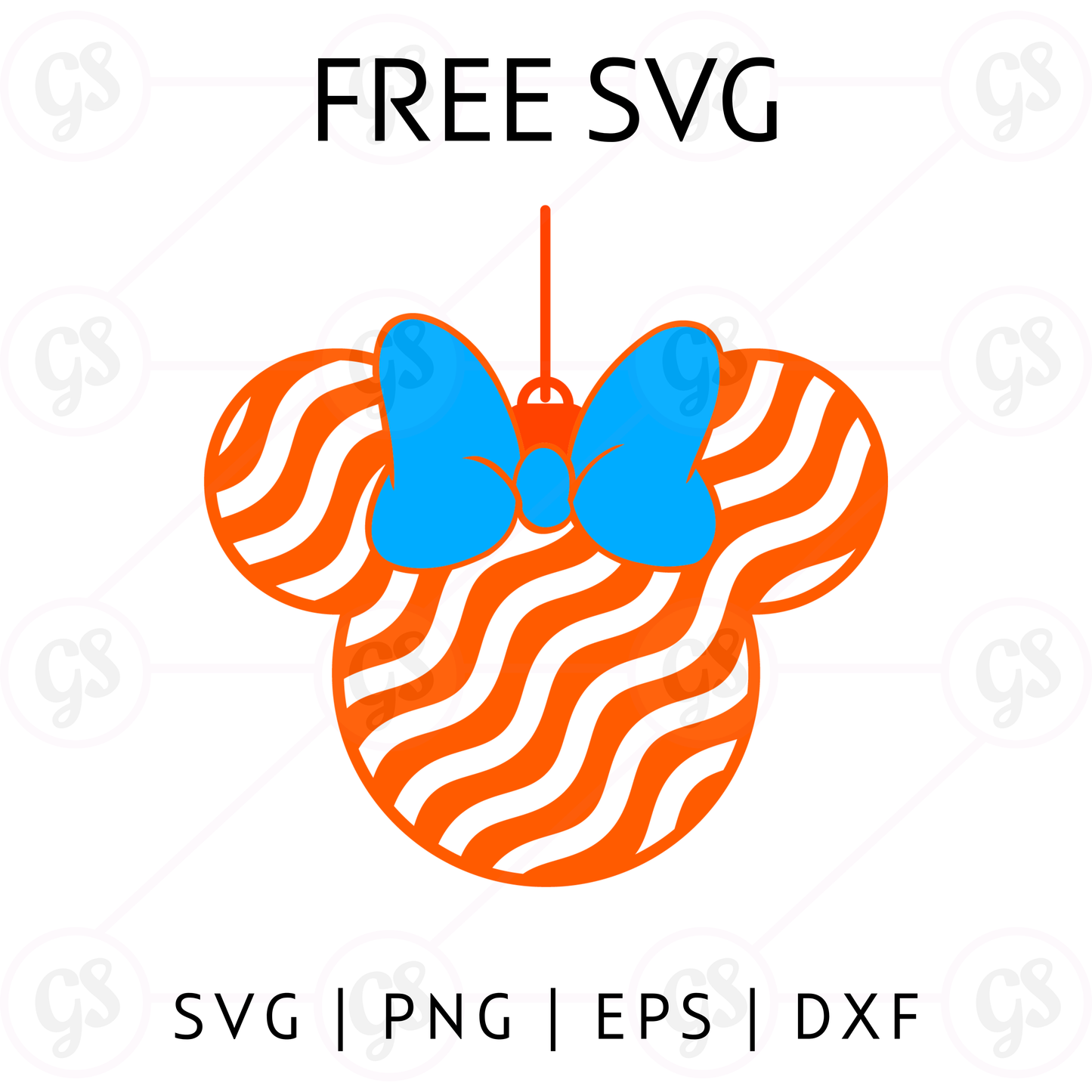 Mickey Ornament SVG Free | Orange and Blue Christmas Ears Design