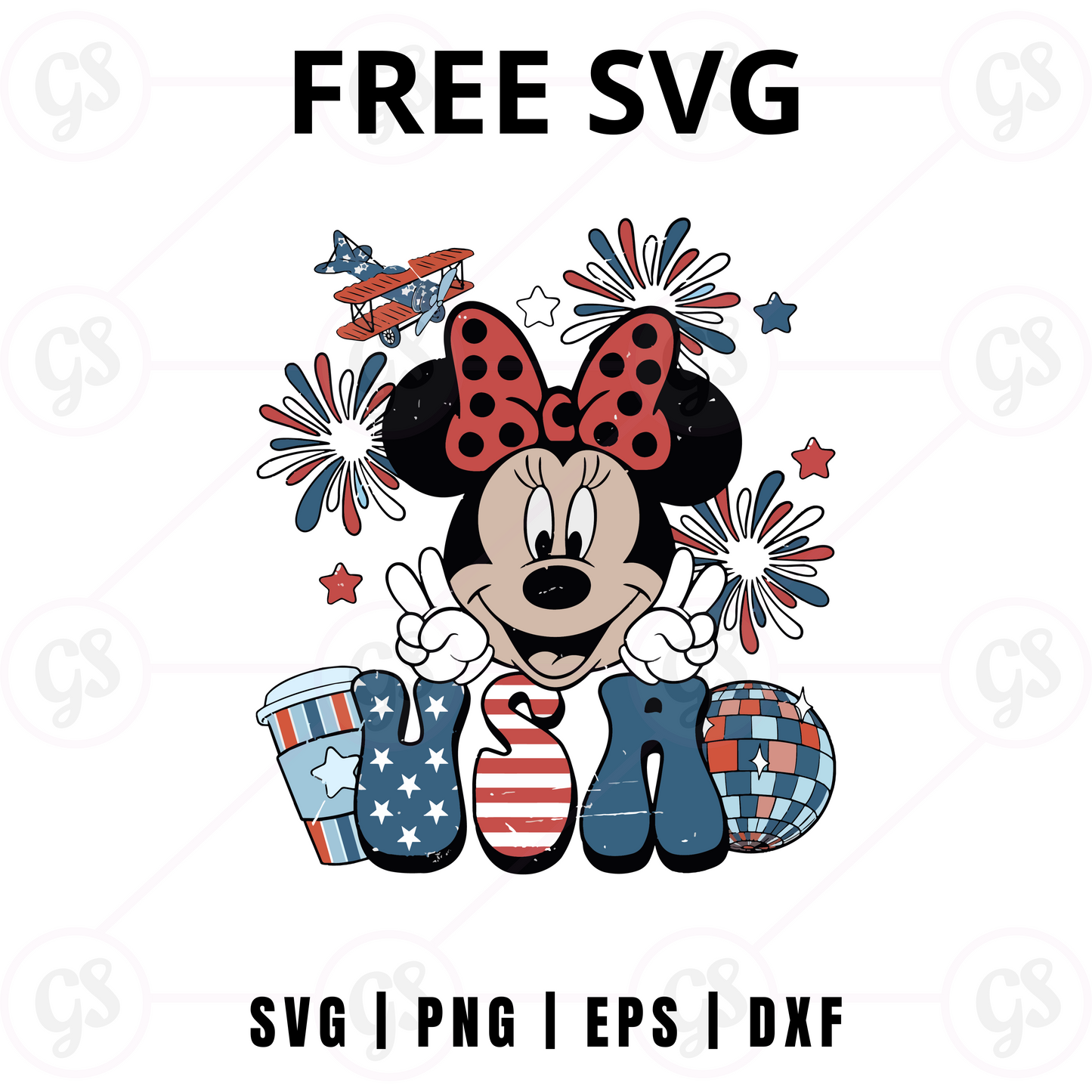 Minnie Mouse 4th of July SVG Free | Patriotic Bow Disney Design for Cricut & Silhouette