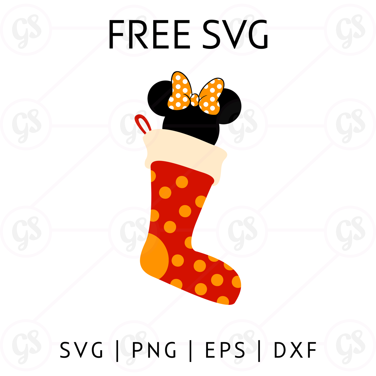 Minnie Polka Dot Stocking SVG Free | Cute Holiday Sock Design