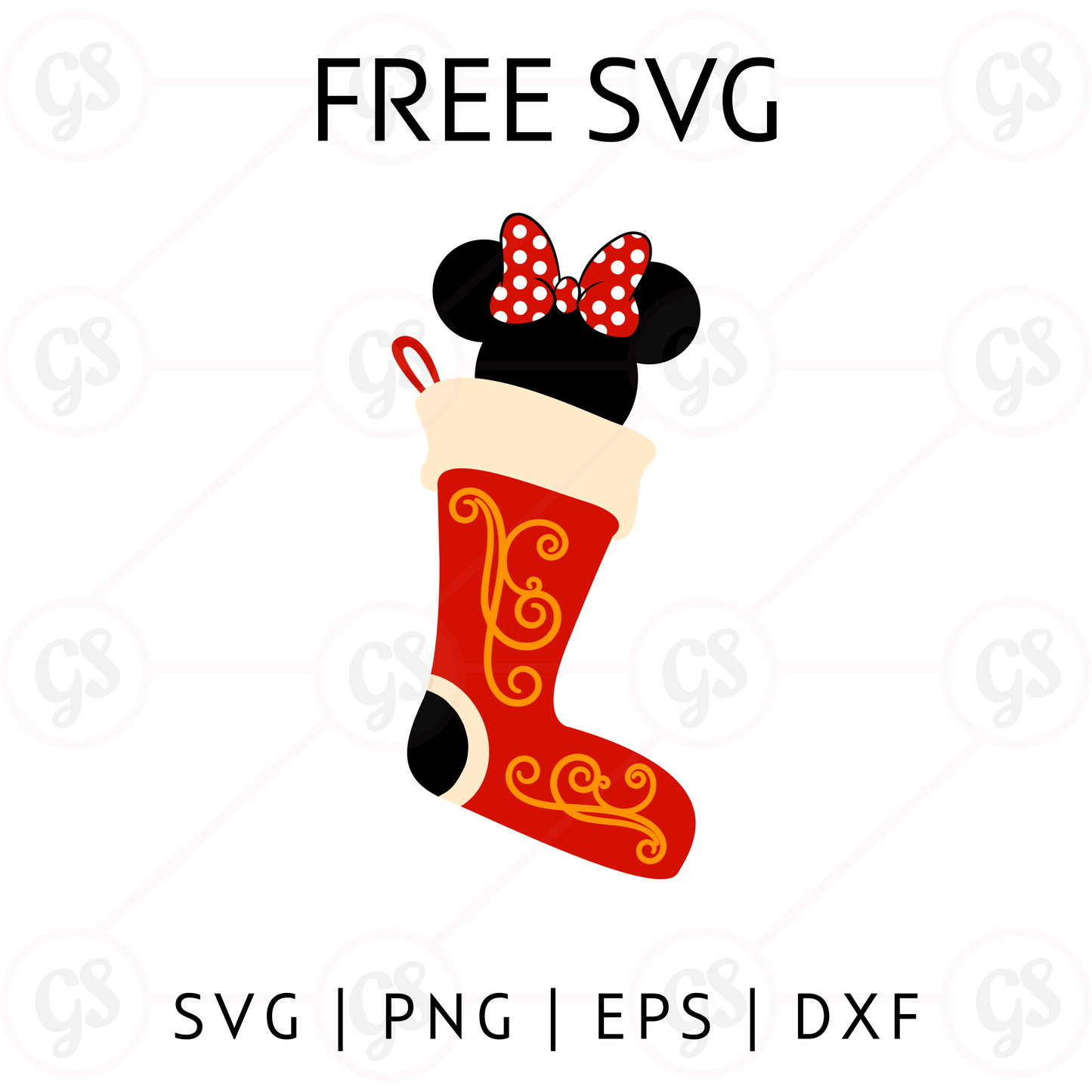Minnie Stocking SVG Free | Cute Disney Christmas Sock Cut File