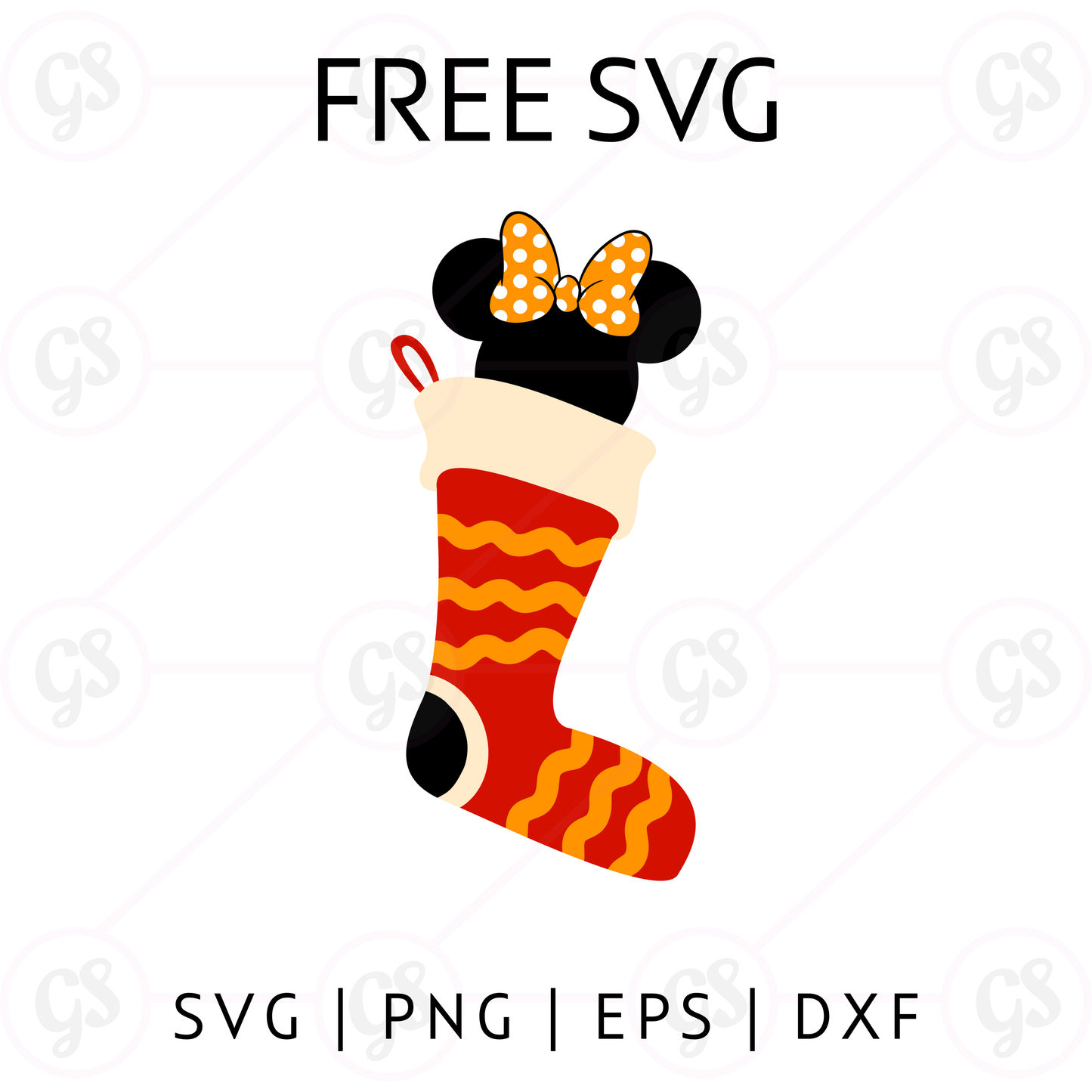 Minnie Zigzag Stocking SVG Free | Fun Disney Christmas Design
