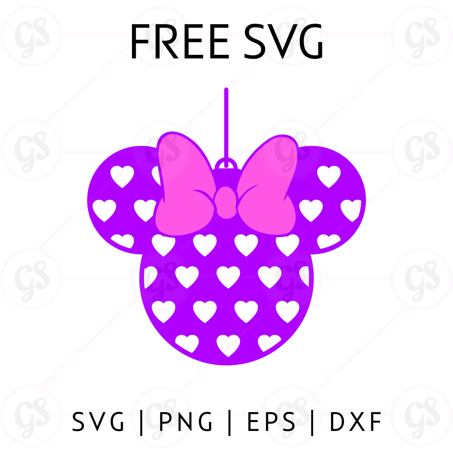Purple Minnie Ears SVG Free | Disney Heart Ornament Cut File