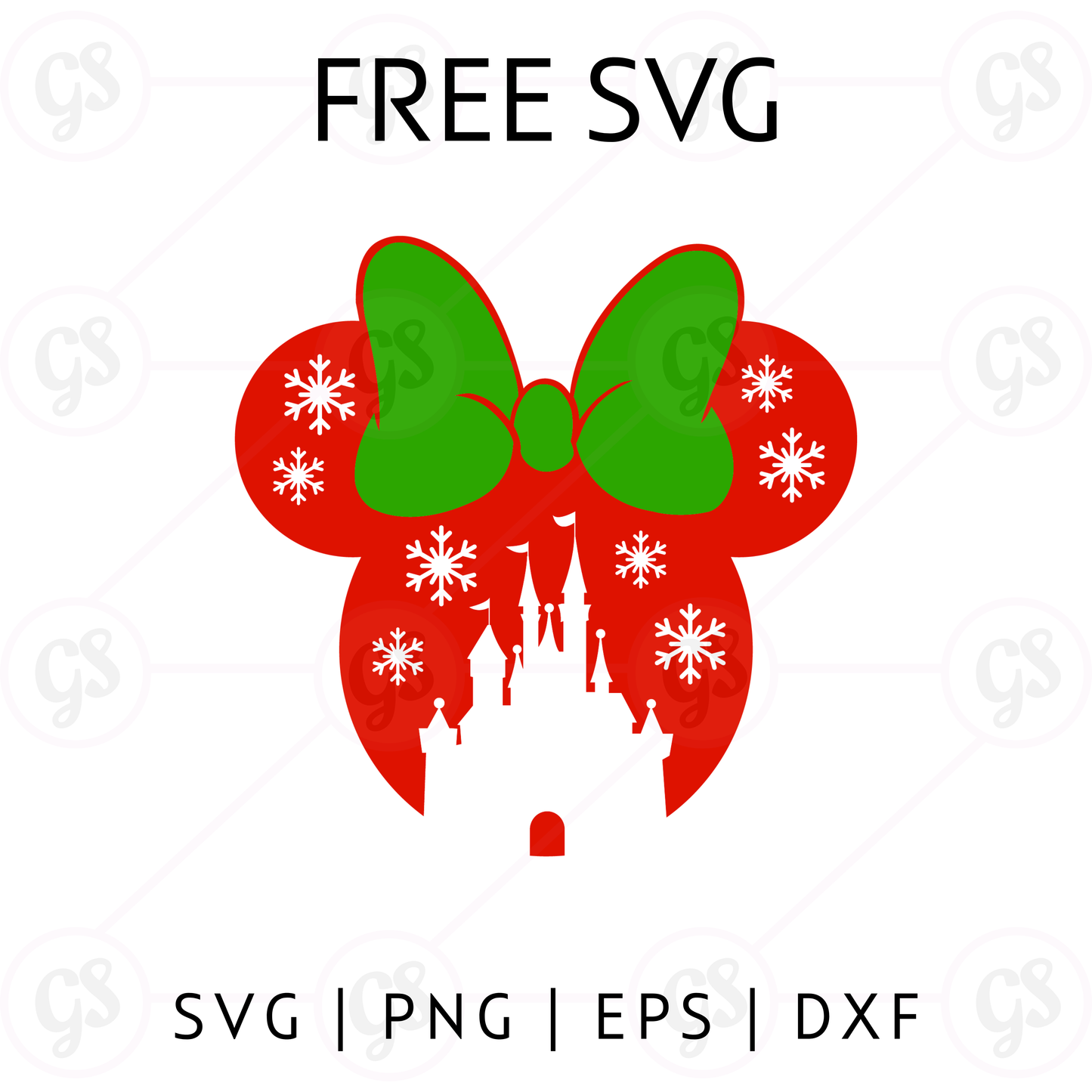 Red Castle Minnie SVG Free | Disney Christmas Bow Ears Design