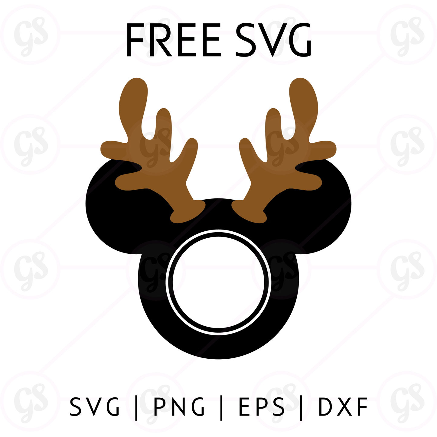 Reindeer Mickey SVG Free | Disney Christmas Antlers Cut File