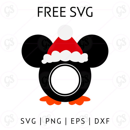 Santa Hat Mickey SVG Free | Simple Disney Christmas Ornament SVG