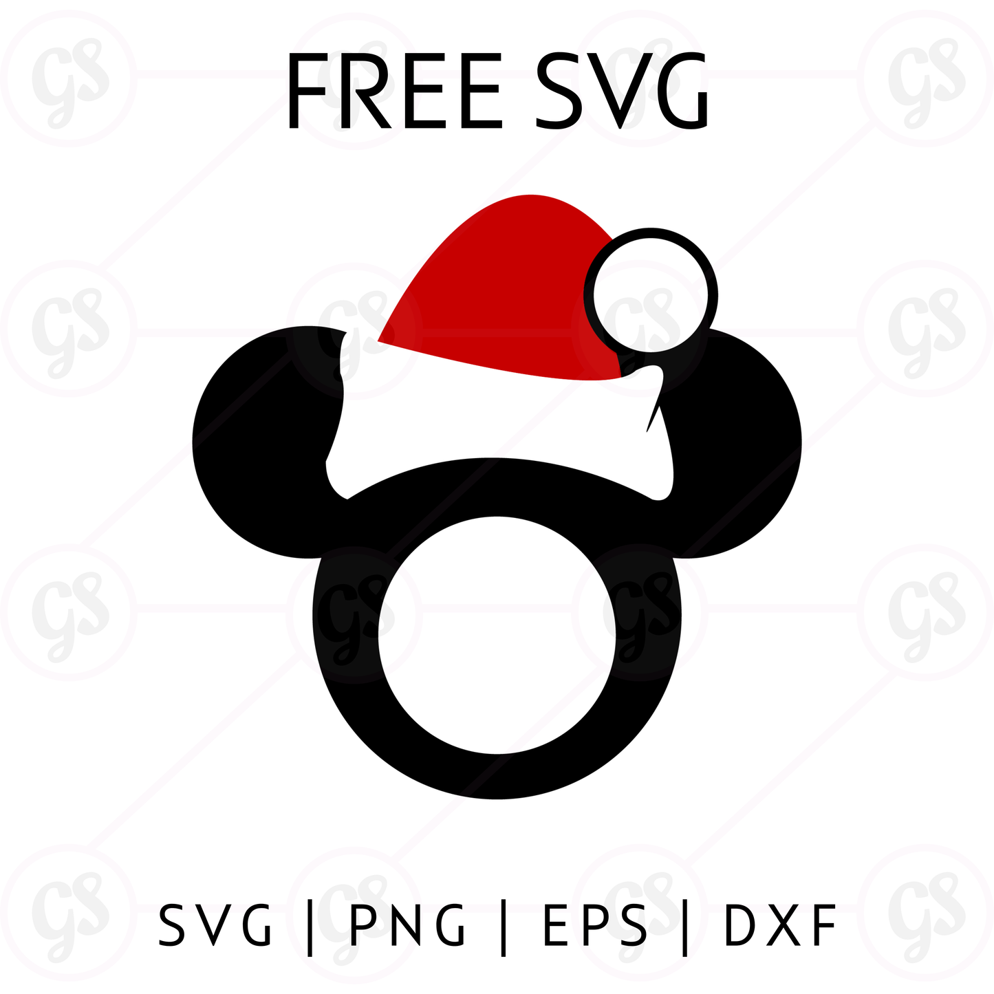 Santa Mickey Outline SVG Free | Minimal Holiday Cut File