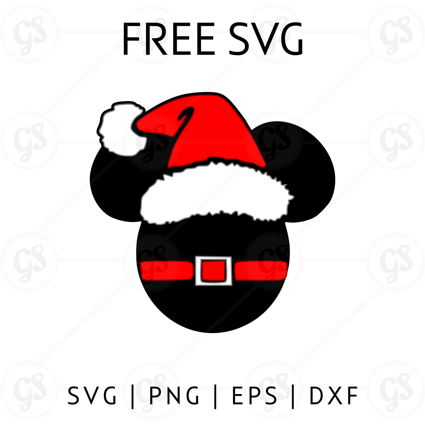 Santa Mickey SVG Free | Classic Disney Christmas Hat Cut File