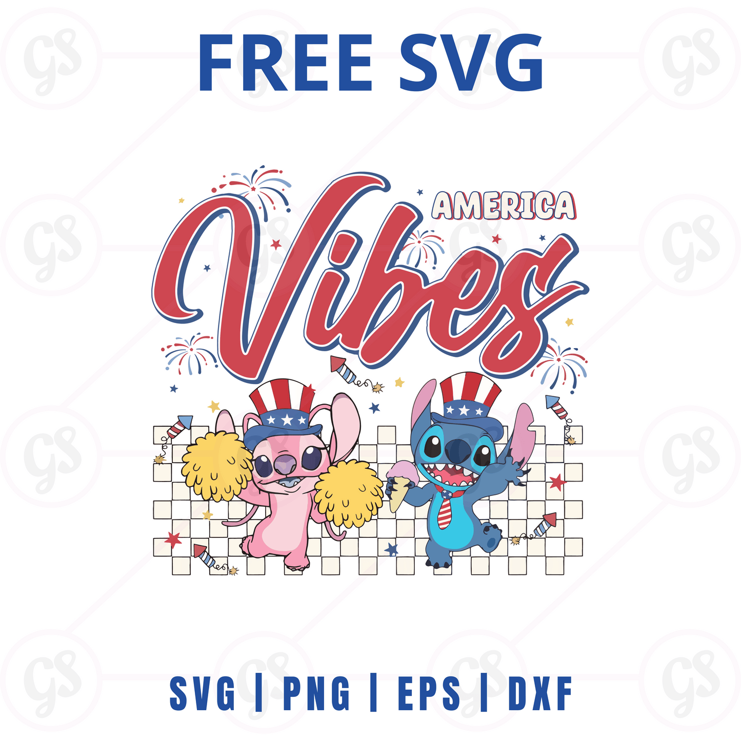 Stitch Vibes SVG Free | Fun America Lettering for Cricut & Silhouette