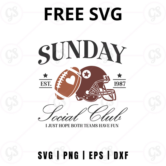 Sunday Social Club SVG Free | Vintage Football Helmet Design for Cricut & Silhouette
