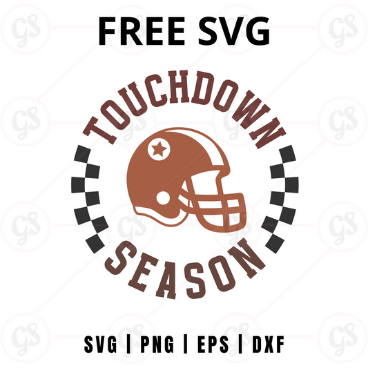Touchdown Season Helmet SVG Free | Classic Football Game Day Cut File for Cricut & Silhouette