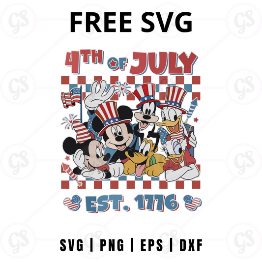 USA Disney Family SVG Free | Mickey and Minnie Patriotic Design for Cricut & Silhouette