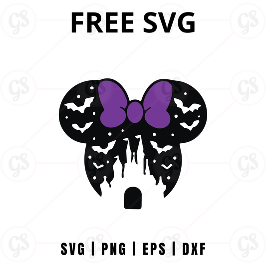 Halloween Minnie Bat SVG Free | Cute Bat Bow Mouse Design for Cricut & Silhouette