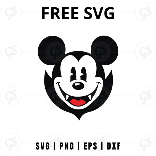 Halloween Vampire Mouse SVG Free | Classic Mickey Dracula Design for Cricut & Silhouette