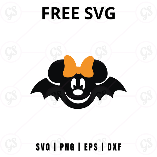 Halloween Bat Ears Mouse SVG Free | Flying Bat Minnie Design for Cricut & Silhouette