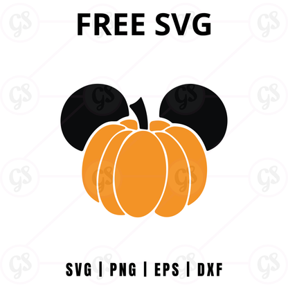 Halloween Pumpkin Ears Mouse SVG Free | Orange Harvest Pumpkin Design for Cricut & Silhouette