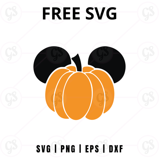 Halloween Pumpkin Ears Mouse SVG Free | Orange Harvest Pumpkin Design for Cricut & Silhouette