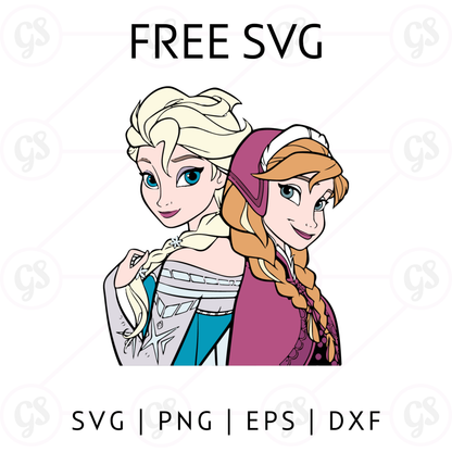 Anna and Elsa SVG Free | Frozen Sisters Cut File for Cricut & Silhouette