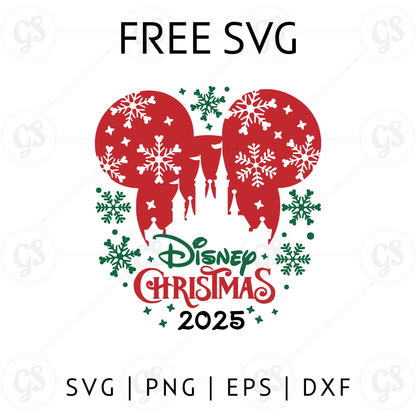Disney Christmas 2025 SVG Free | Castle Snowflake Holiday Cut File for Cricut & Silhouette