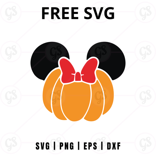 Halloween Minnie Pumpkin SVG Free | Cute Bow Pumpkin Mouse Design for Cricut & Silhouette